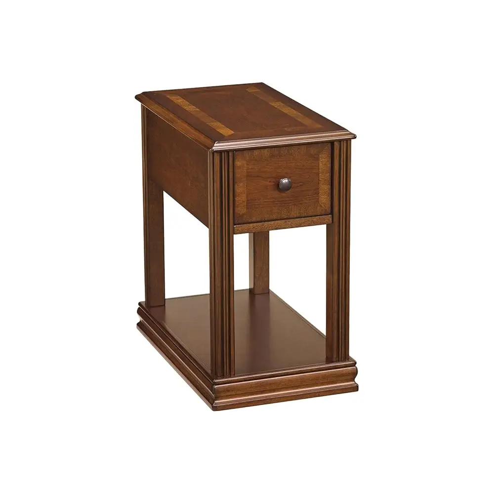 

Breegin Chair Side End Table, 1 Drawer, 1 Fixed Shelf, Veneers, Wood, 13.13\ W x 22.13\ D x 23\ H, Brown