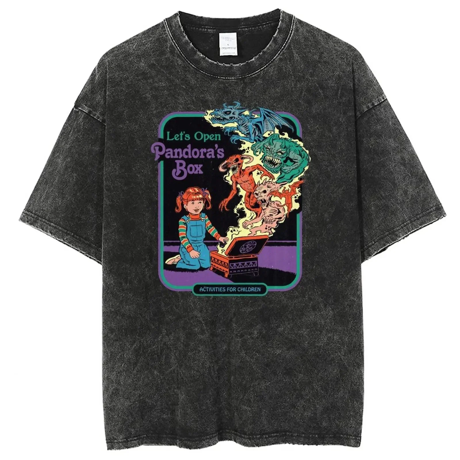 Sweet Dreams Evil Washed Tshirts Men Women Harajuku T-shirt Casual Tops Streetwear Oversized T Shirts Top Tee