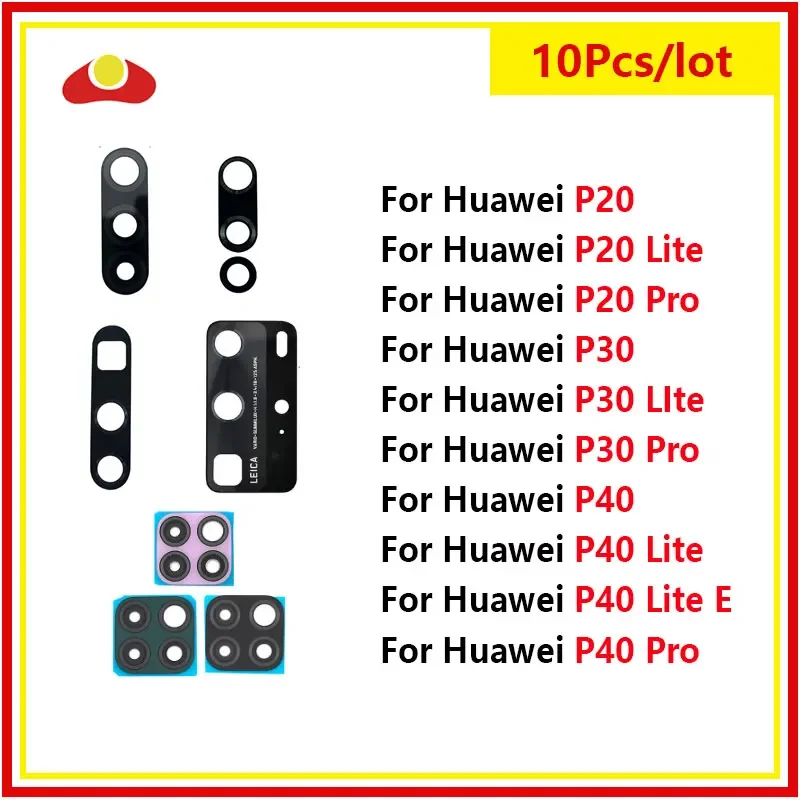 

10Pcs For Huawei P20 P30 Pro P40 Pro Plus Lite 5G E Rear Back Camera Glass Lens With Adhesive