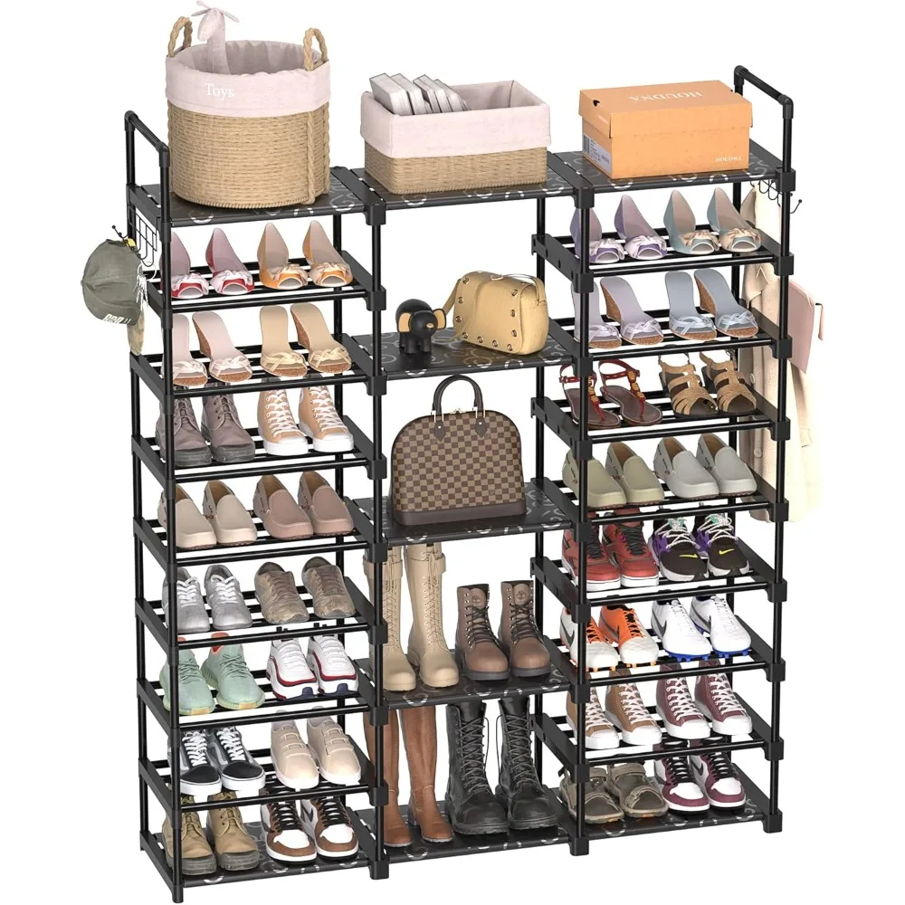 

9 Tiers Shoe Rack Storage Organizer Shelf Organizer for Entryway Holds 50-55 Pairs and Boots, Stackable Cabinet