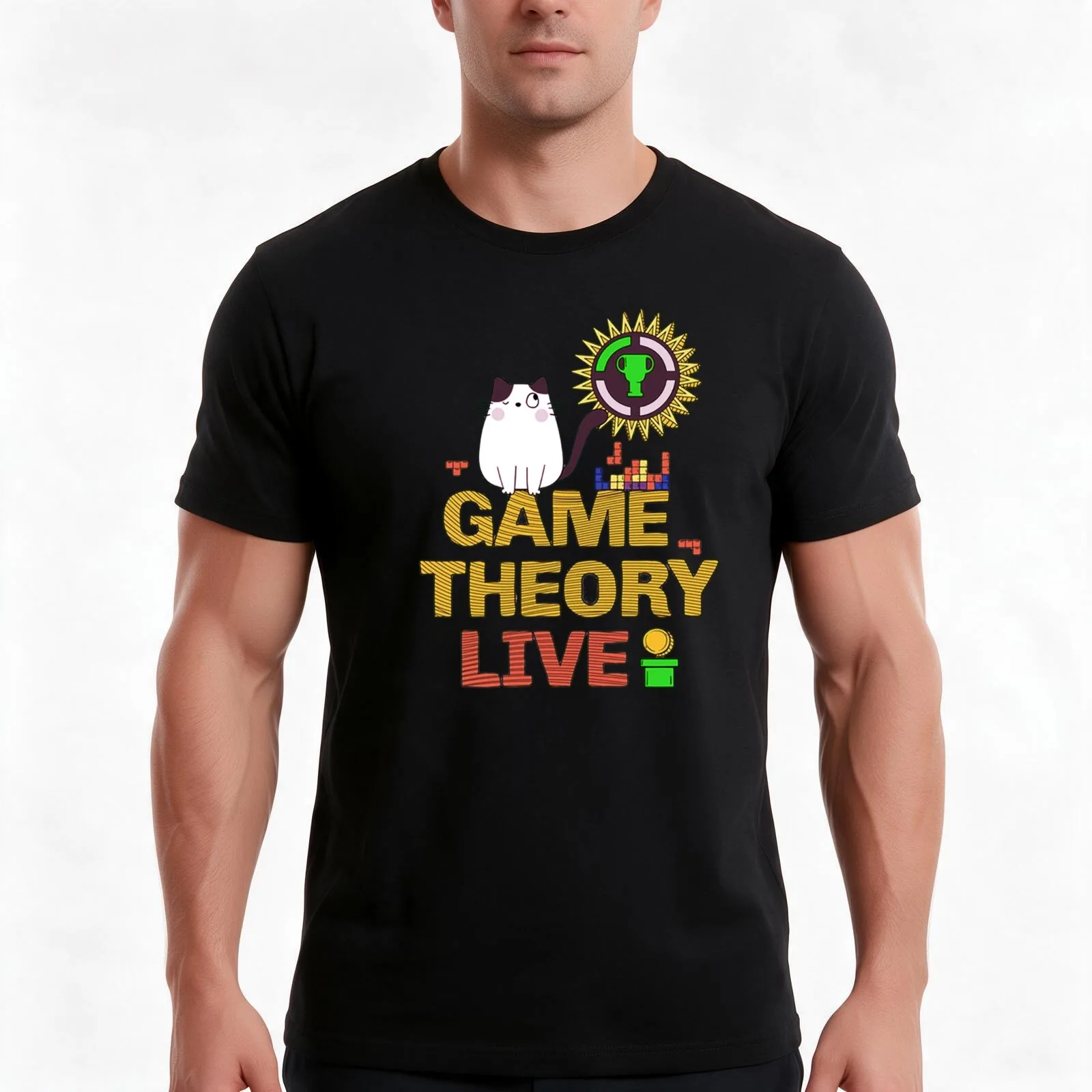 The Game Theorists Play All Day T-Shirt, Summer Casual Cotton Tee, Oversized Streetwear Tops, Vintage Graphic Print, 100% Cotton