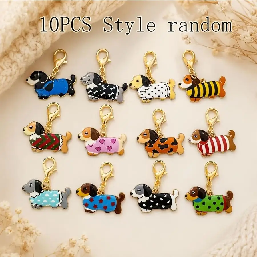 1/5/10/20/50/100pcs Random-Color Dog Keychain Charms - Cute Metal Alloy Keychains with Lobster Clasps, Ideal Birthday Gift for W