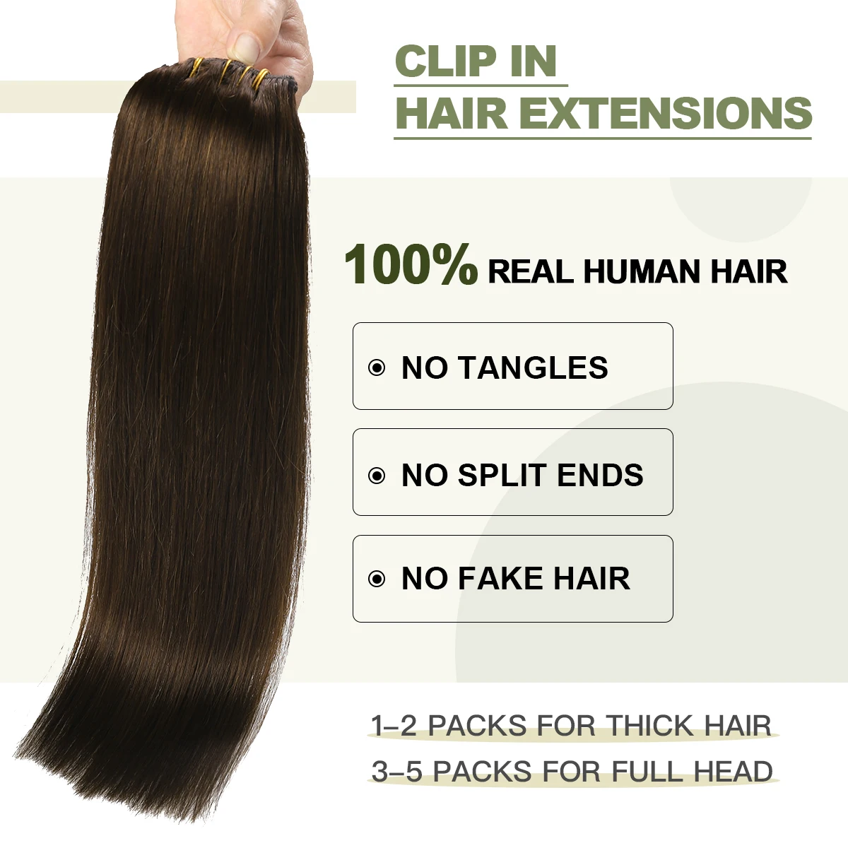 XDhair-Extensões de cabelo com clipe para mulheres, cabelo castanho escuro, 14 em-22 em, 100g, 120g, 14 em-22 em