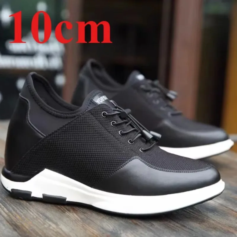 Summer and Spring Mesh Casual Sneakers Men's Elevated 10cm Outdoor Breathable Comfortable Sports Shoes Height-increasing Shoes