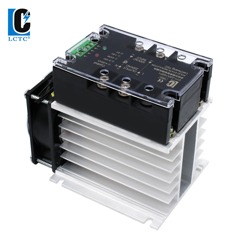 LCTC Voltage Regulator Relay With Heat Sink 220V 380V 100A 120A Single Phase Control Enhanced Isolation Module AC stabilizer