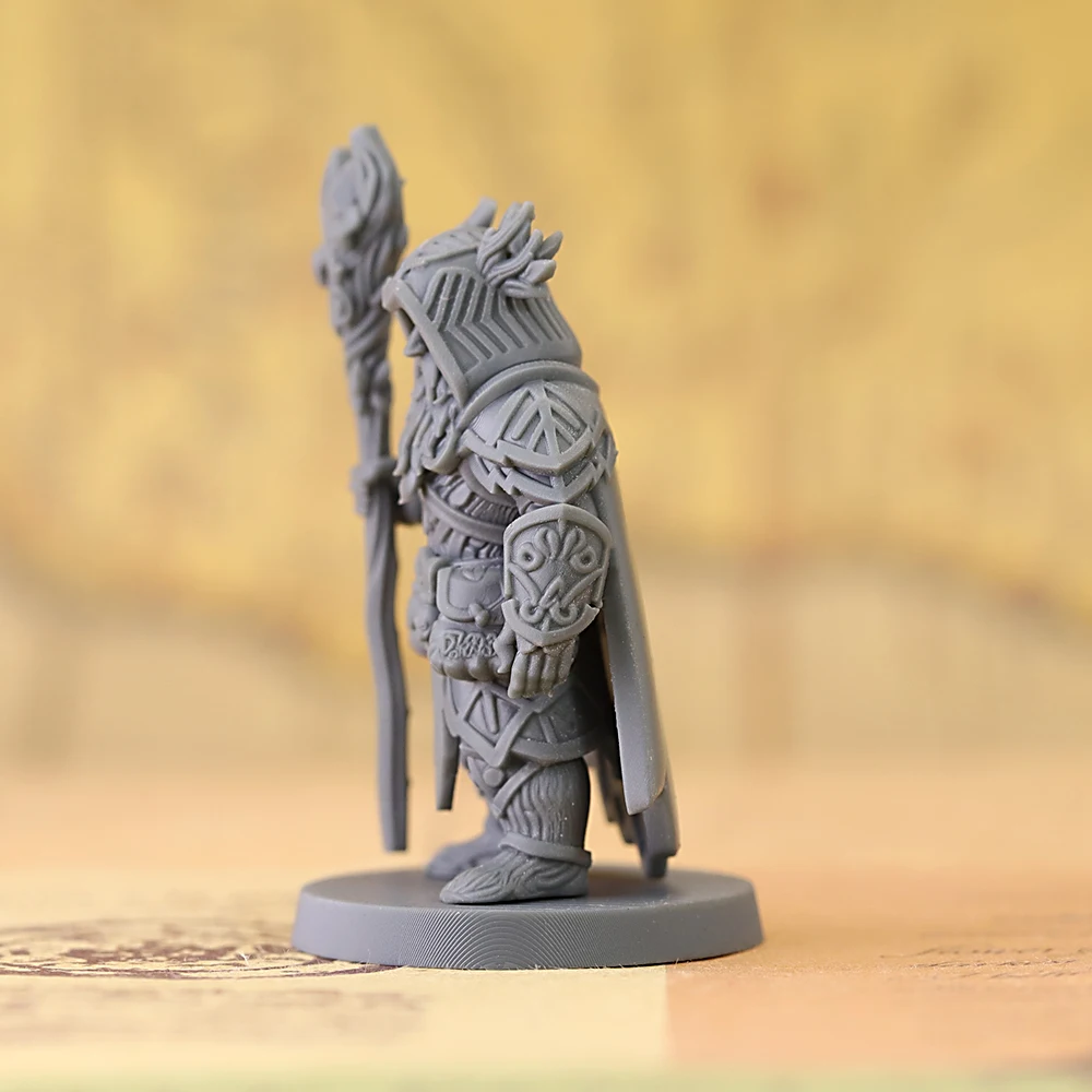 Dwarf Druid Miniature Unpainted Fantasy Tabletop Wargaming RPG Game Character Figure Collectible Mini Model
