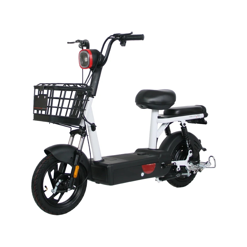 Cheap Price 350W 48V Step Through Ebike City 14 Inch Electric Scooter Bike With Basket image 2