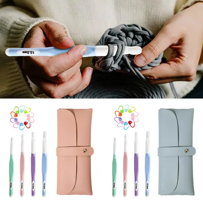 Crochet Hooks Kit Smooth Knitting Needles Set Crochet Hooks Set Ergonomic Crochet Starter Kit Crochet Needles Kit With Bag For