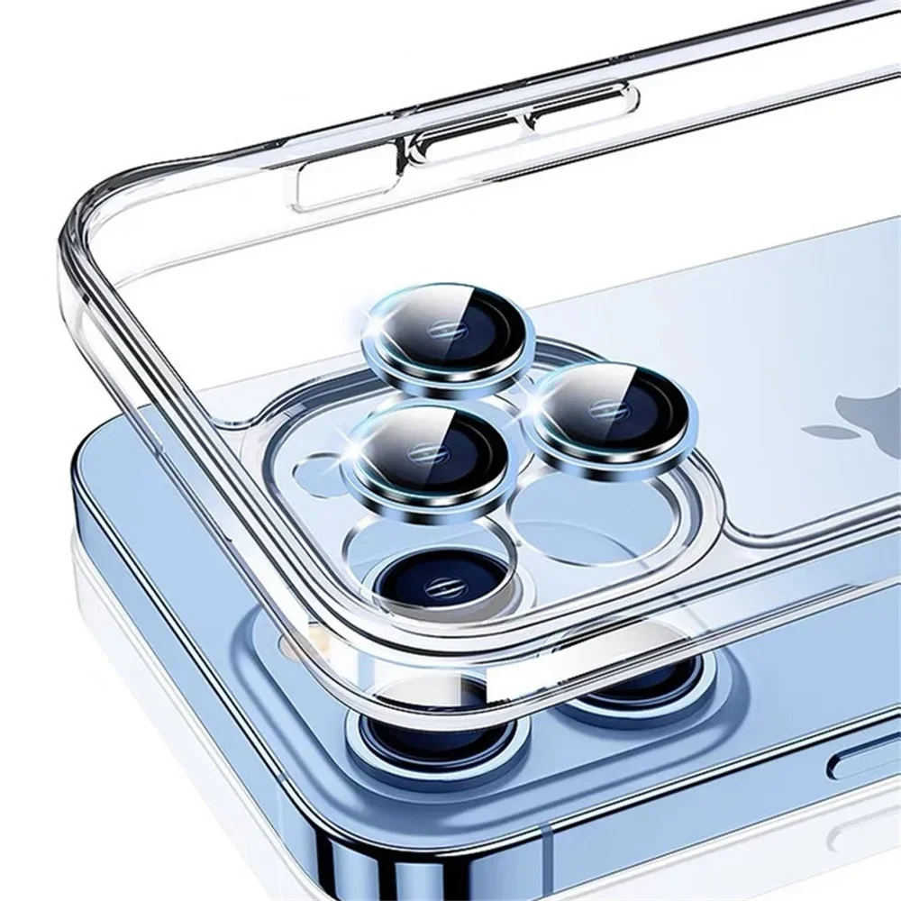 2-3Pcs Camera Metal Ring Protector For IPhone 15 13 14 Pro Max Back Lens Tempered Glass For IPhone 13 14 14Pro Protective Cap