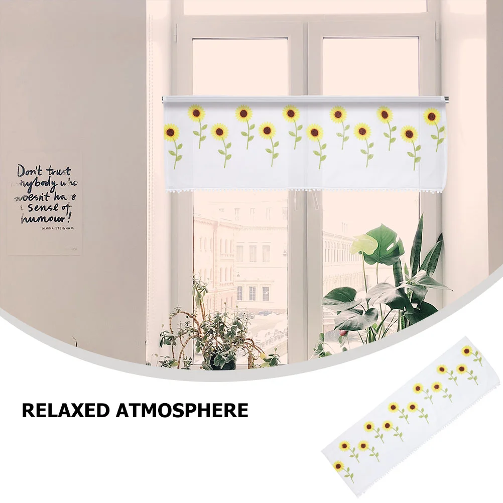 

Sunflower Fresh Short Curtain Kitchen Living Room Decor Simple Style Window Accessory Window Curtain
