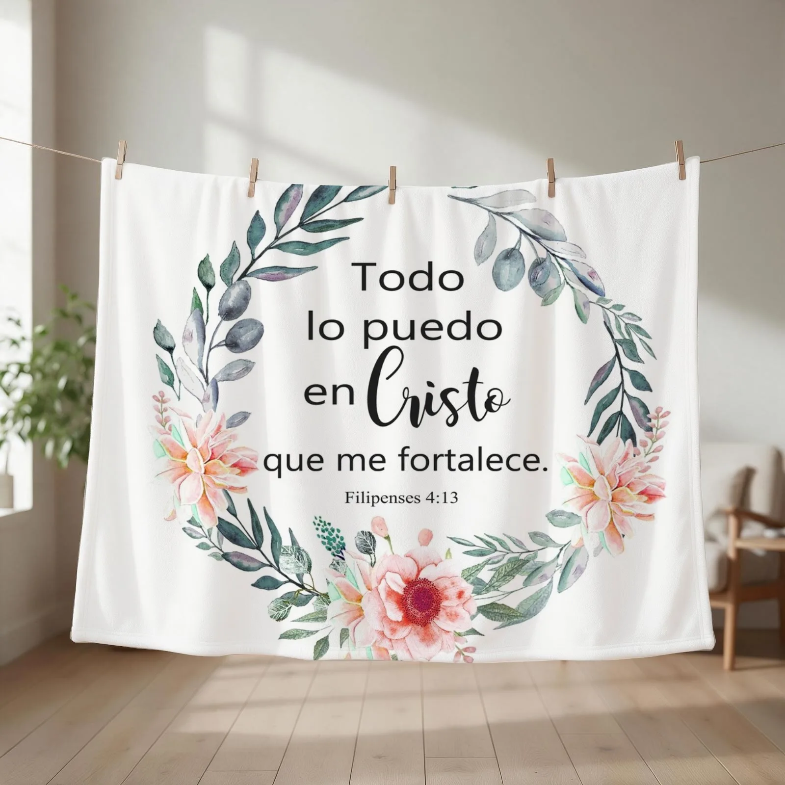 TODO LO PUEDO EN CRISTO QUE ME FORTALECE Throw Blanket warm winter Multi-Purpose Furrys Flannel Blankets