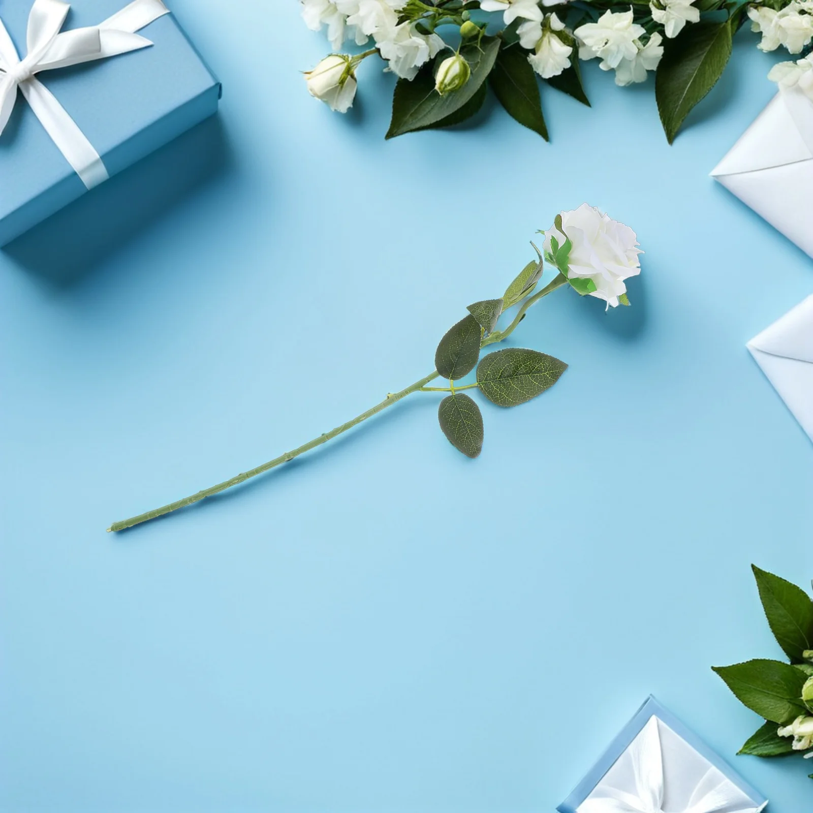 

10Pcs Single Stem White Artificial Roses Realistic Faux Flowers Wedding Party Home Decor Arrangement White Artificial Roses