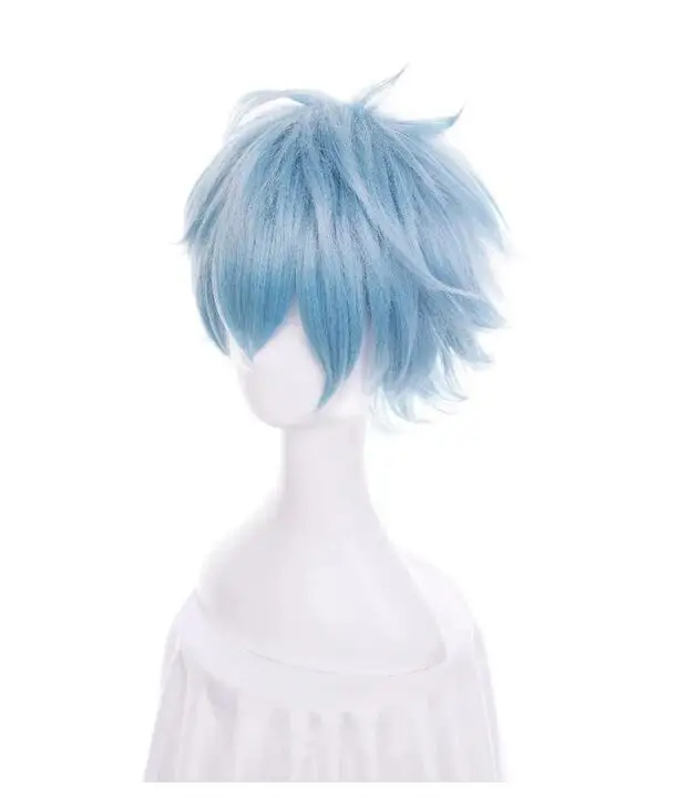 30cm Short Blue Mix Fluffy Layered Synthetic  Cosplay Wig Heat Resistance Costume Party Wig