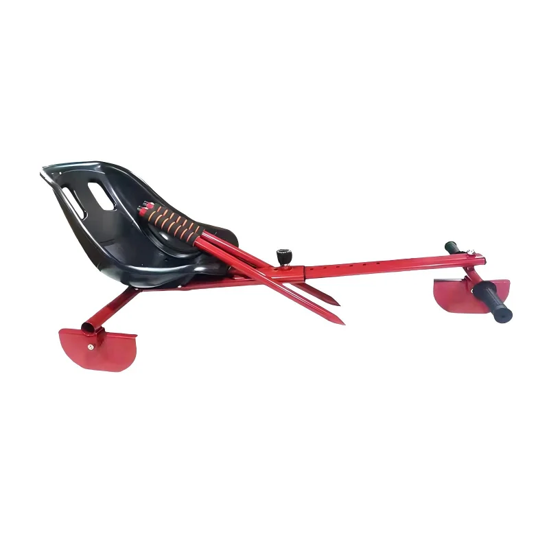 New Design Ice Snow Sled with Ski Poles for Kids Adults, Non-Powered Snow Vehicle for Snowy Terrain
