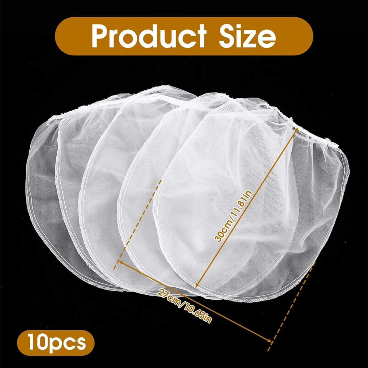 10 Pcs Paint Strainer Bag, 1 Gallon Paint Filter with Elastic Drawstring White Fine Mesh Top Opening Nylon Mesh Filter