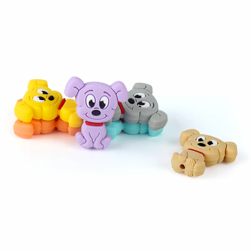 5/20/50pcs Cartoon Animals Pupp Silicone Beads DIY Beads to Make Bracelets For Jewelry Making Hapiship Lovely Mini Toys BPA Free