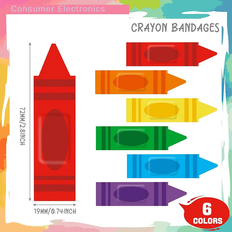 10pcs Candy Colored Cartoon Pencil Shape Waterproof Wound Dressing Wound Band Aid Hemostasis Bandage Bandaids Emergency