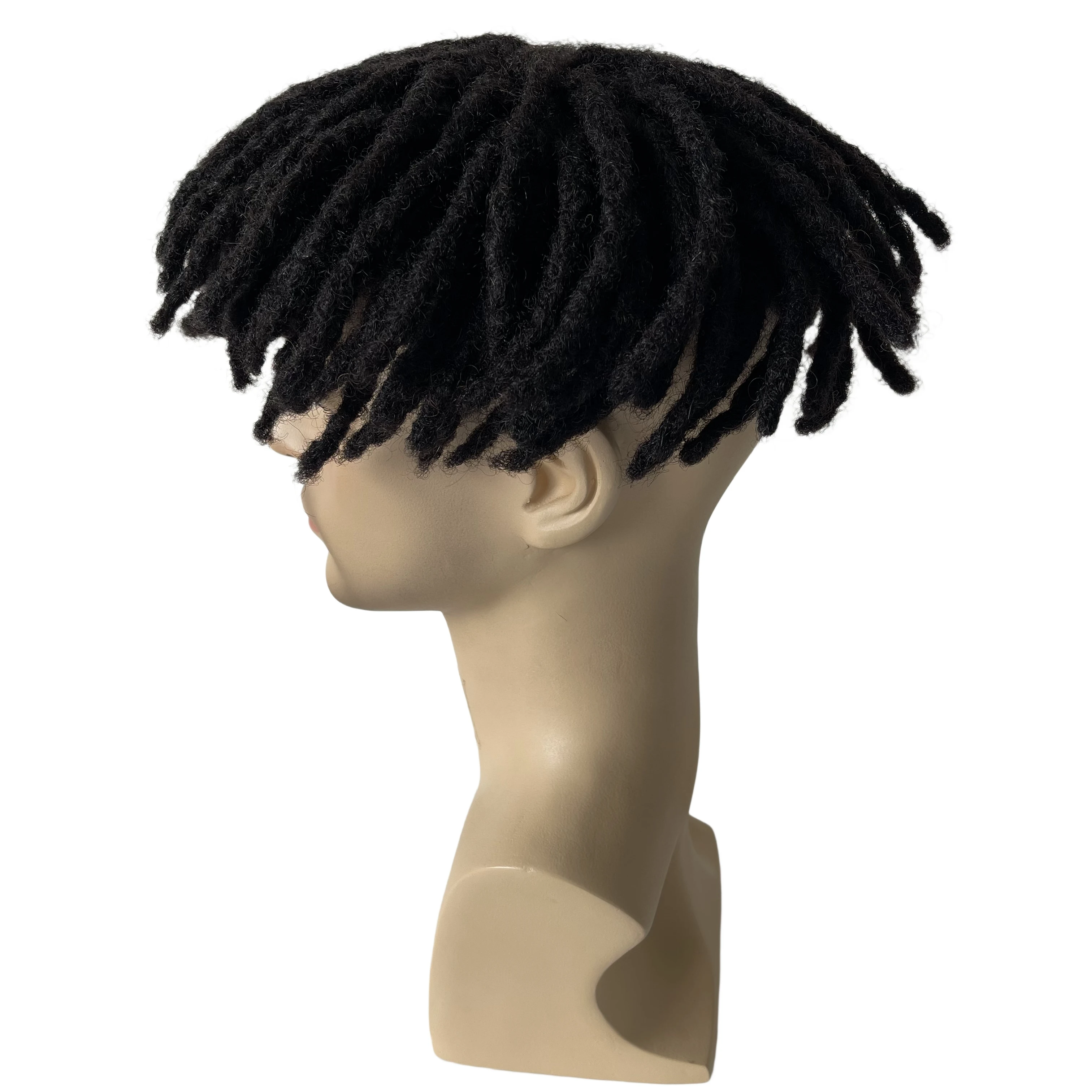 استبدال الشعر البشري الماليزي العذراء # 1 وحدة المجدل من الدانتيل الكامل باللون الأسود النفاث للرجال السود #4