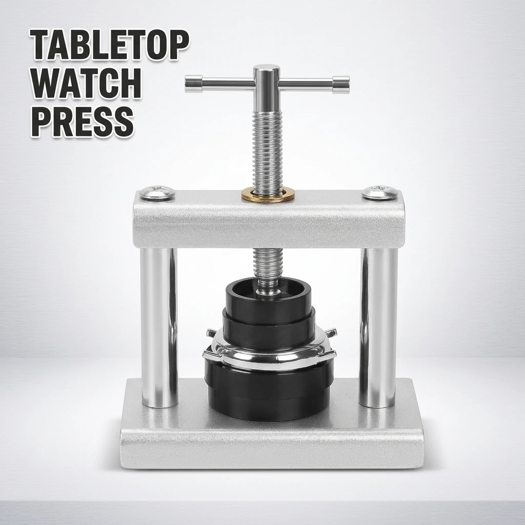 18PCS Portable Desktop Watch Capping Machine Set With Round and Square Rubber Molds. Special Tools for Self-taught Watch Repair.