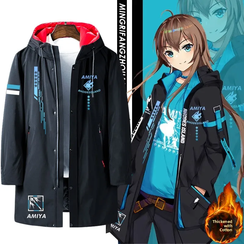 

Thiened Cotton Hooded Jaet Men's Mid-Length Autumn Winter Outerwear na Character Costume Game Surrounding Youth Trend