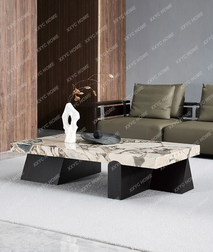 MM minimalist marble coffee table modern light luxury villa luxury stone edge table