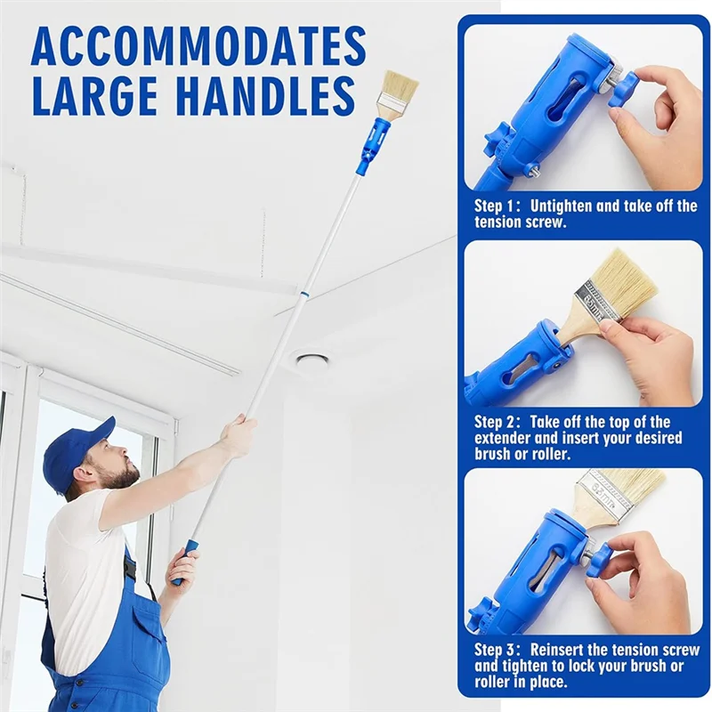 ABGH-2Pc Paint Brush Extender For Walls Extension Pole Attachments Roller Scraper Paint Brush Holder For Ceilings Trim Corner