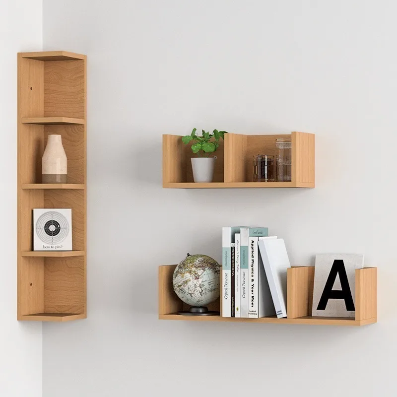 Solid Wood Floating Wall Shelf Luxury Multifunctional Organizer Shelf Nordic Storage Shelves Organizers Bedroom Display Case