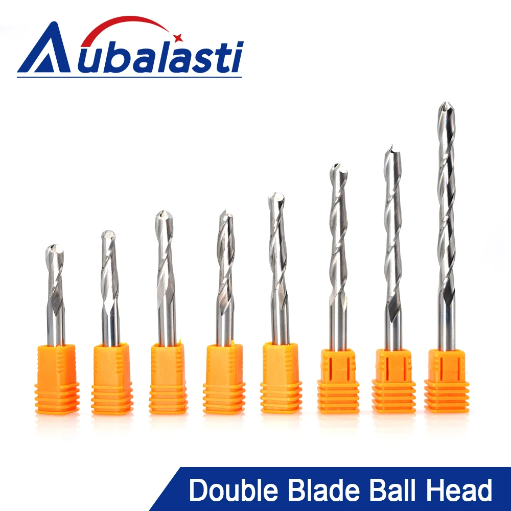 Aubalasti 1Pcs Milling Bit 2Flute Ball Nose End Mill Tungsten Carbide CNC Router Bit End Milling Cutter CNC Machine Milling Tool