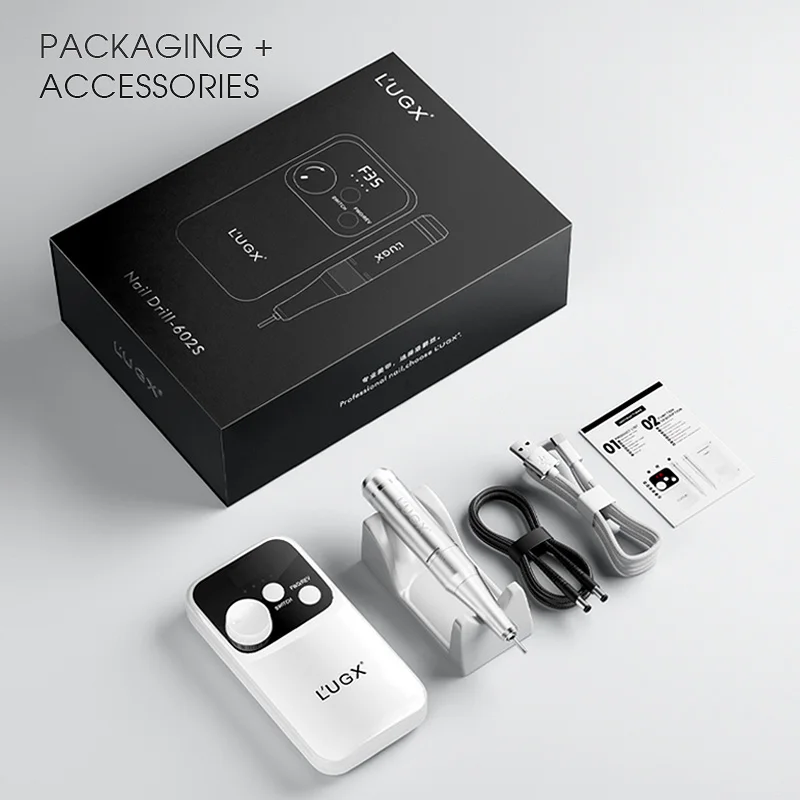 LUGX معدات الأظافر شعار مخصص 35000 دورة في الدقيقة أكريليك احترافي لاسلكي قابل لإعادة الشحن مثقاب أظافر محمول #6