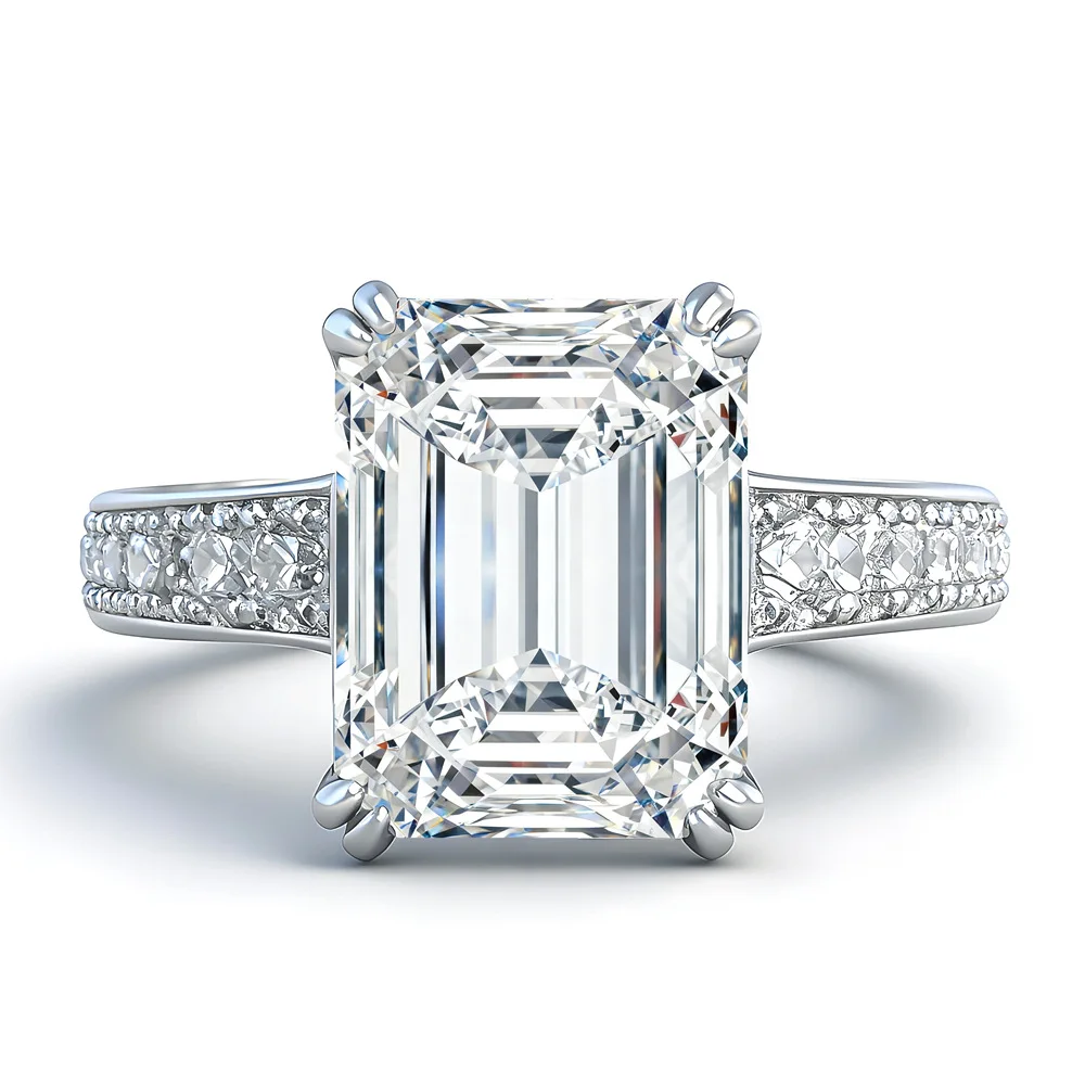 4 Carat Radiant Cut Moissanite Diamond Rings Stunning for Women s925 Sterling Silver Emerald Cut Moissanite Ring Fine Jewellery