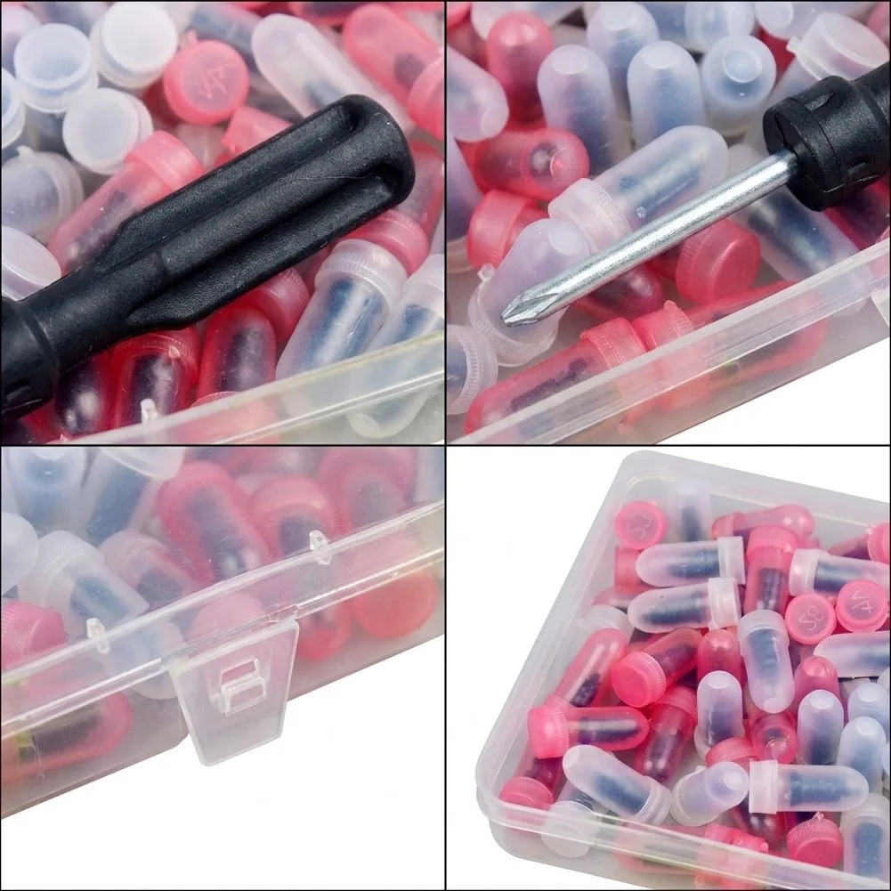 DIY Tire Maintenance Tire Repair Kit Tire Puncture Kit Screwdriver Set Compact Plastic Capsule Includes Screwdriver Two Sizes