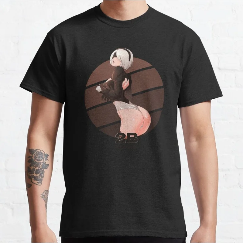

2B Circle Nier Automata YoRHa Anime Gift t shirt Kawaii Waifu graphic tee Cyber Punk Y2K Clothes 100% cotton Large size Tops