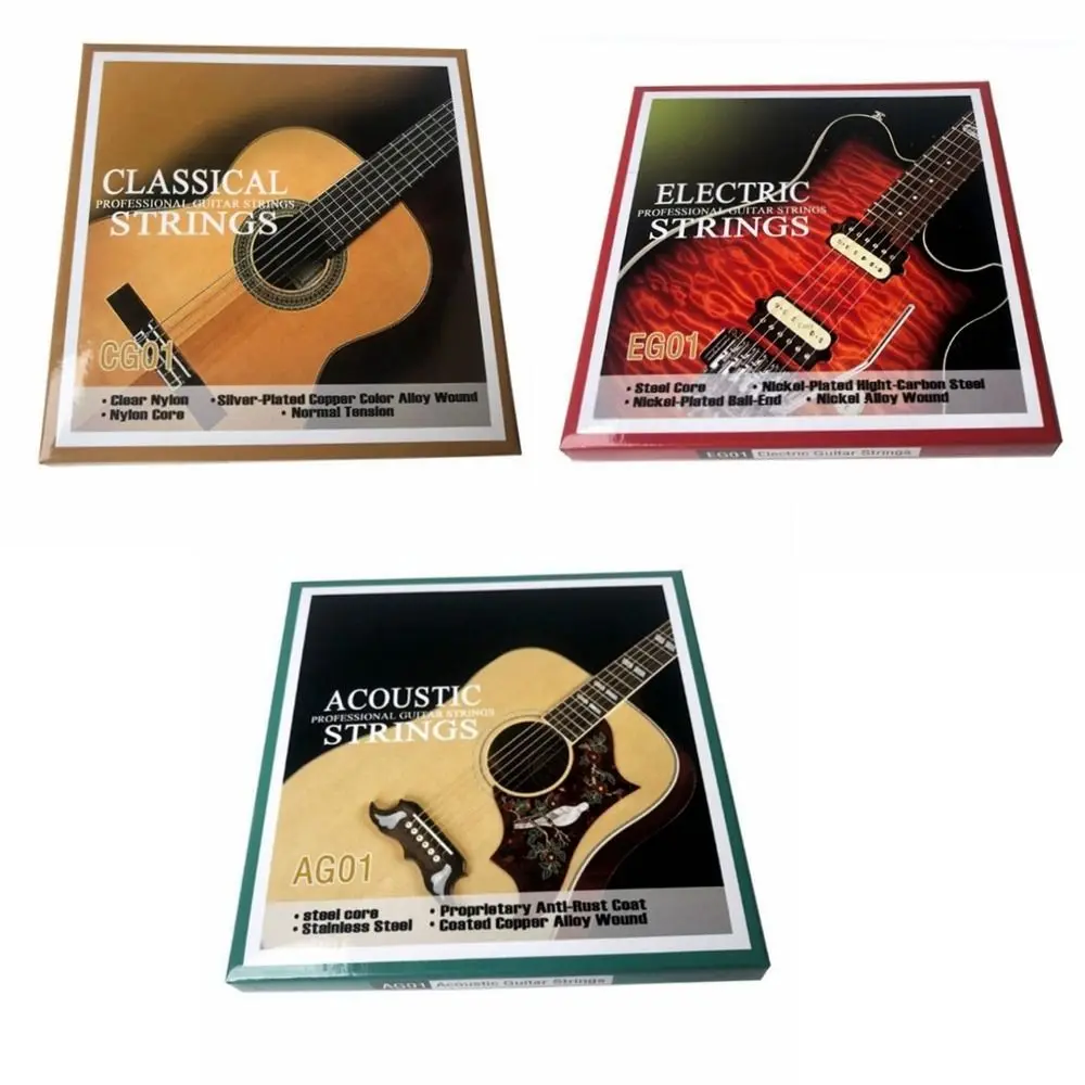 1 jeu de cordes de guitare acoustique AG01/CG01/EG01 Bronze 6 cordes cordes de guitare électrique enroulées cordes de guitare classique