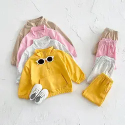 2024 Frühling Herbst neue Kleinkind Jungen Sweatshirt Hosen Kleidung 2 stücke Neugeborenes Baby 0-4y Jungen Mädchen Baby kleidung setzt Baumwolle