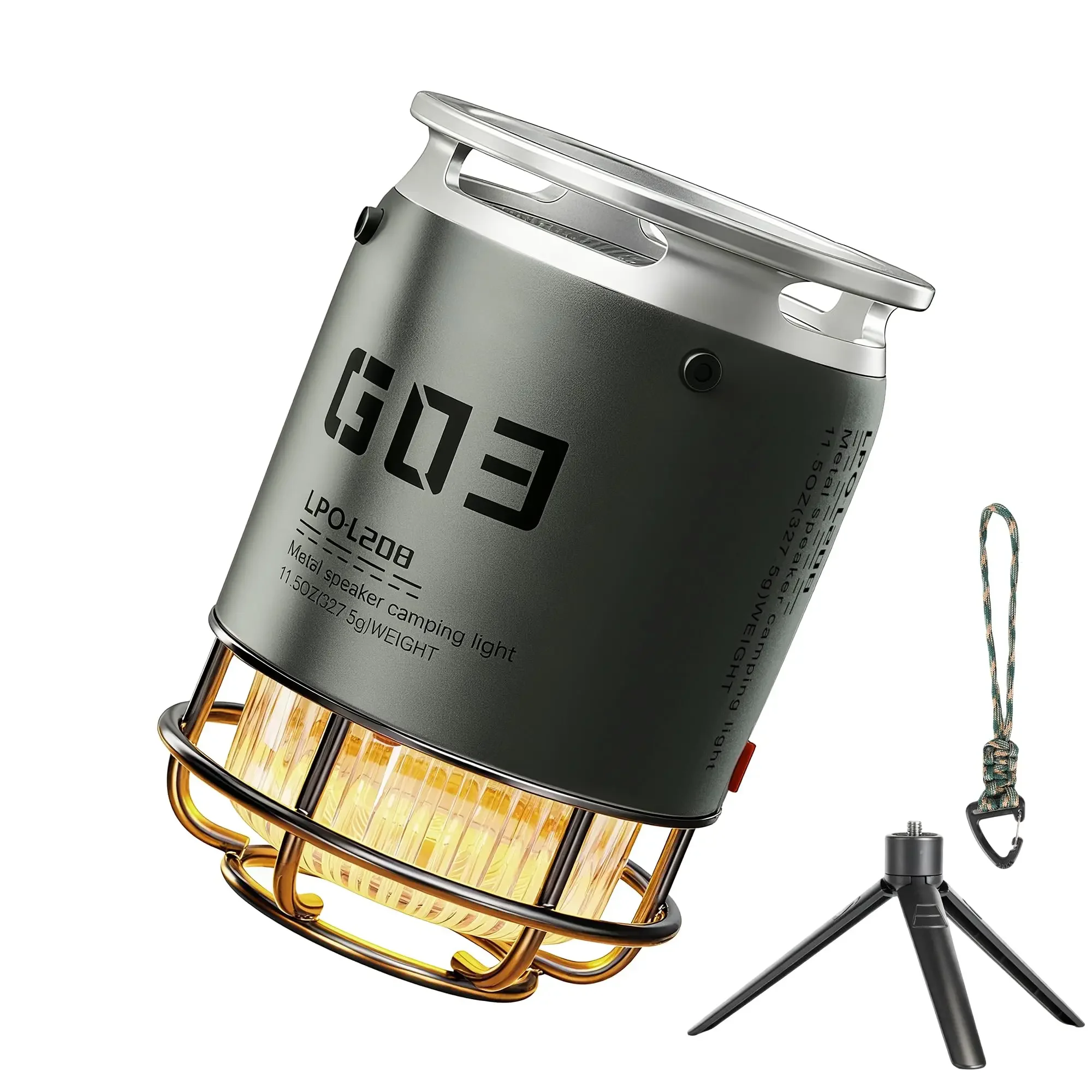 2025 New Outdoor Metal Camping Wireless Bluetooth Speaker with Long Endurance RGB LED Lamp Interaction Mini Bracket Subwoofer