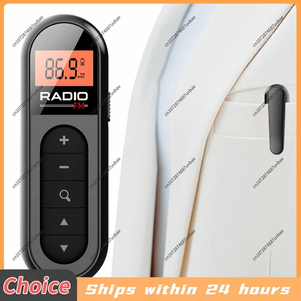 Mini Pocket FM Radio 76-108MHZ Clip Small Radio Rechargeable Walkman Radio 3.5mm Headphone Jack for Conference Tour Guide Racing