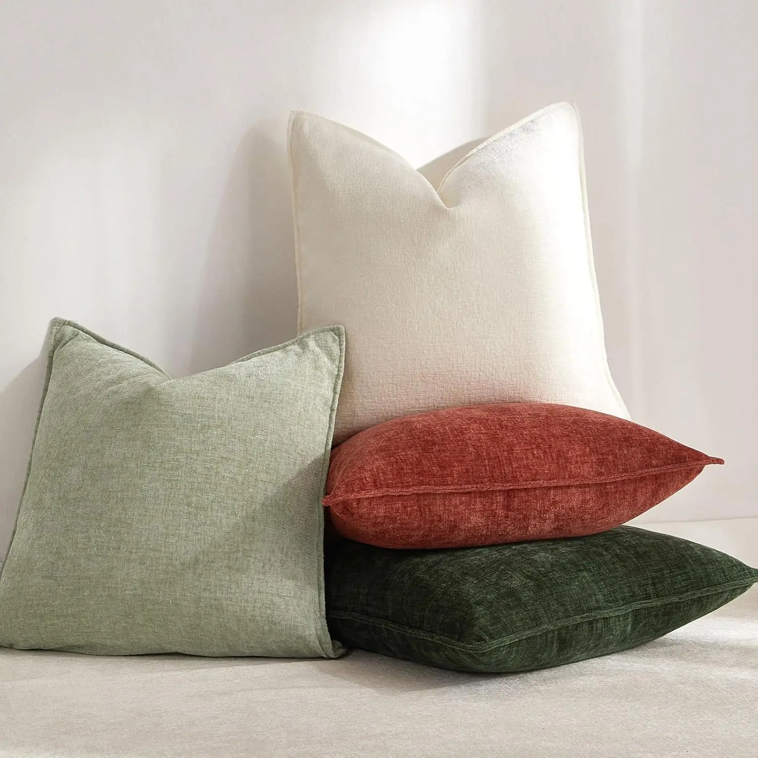 Thickened Cream Style Sofa Pillow Large Size Square Pure Color Living Room Couch Backrest Pillow White Simple Pillow