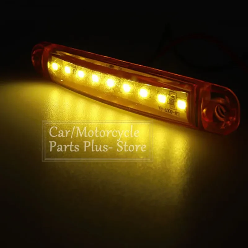 2x Amber 9LED Bus Truck Trailer Truck 24V LED Lights Side Marker Light Waterproof LED Light Tail Indicator Parking Light