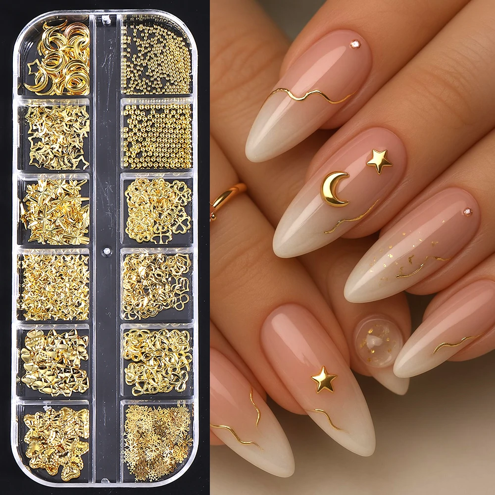 Kit de decoração de unhas douradas