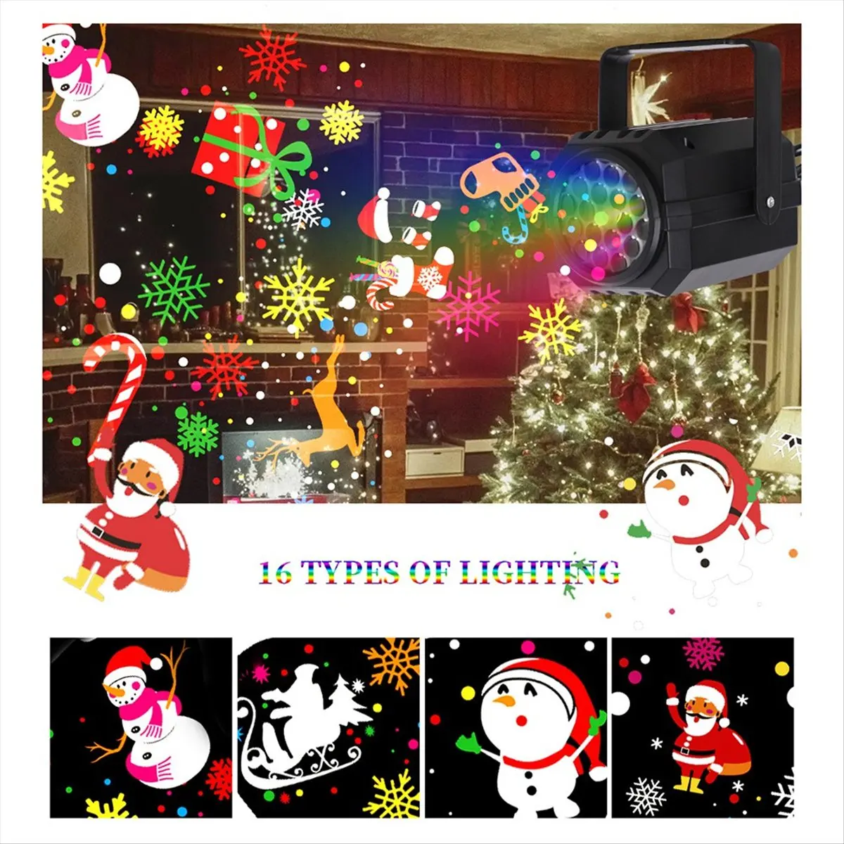 Top Christmas Projector Lights Outdoor Holiday 16 Pattern Slide LED Projection Lamp for Indoor Party Christmas Decoration