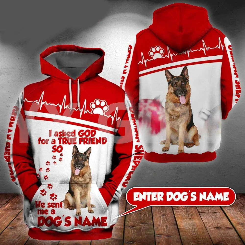 Personalized Name German Shepherd 3D All Over Printed Hoodies Women's For Men Pullovers Street Tracksuit Love Dog Gift