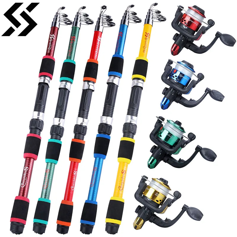 Sougayilang Teleskop Angelrute 1,6 m 1,8 m 2,1 m Kork Griff Spinning Casting Angelrute Carbon Reise Angelrute pesca