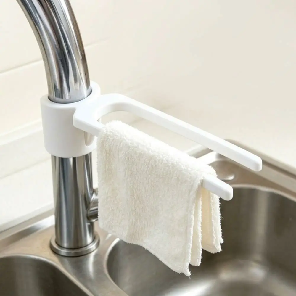 Simpl Adjustable Faucet Towel Rack Universal No-Drill Dishcloth Drying Holder Plastic Long Arm Sink Cloth Hanger Sink