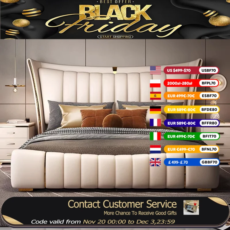 

Двуспальная кровать из мягкой кожи для взрослых, современный роскошный дизайн, двуспальная кровать размера «queen-size», экономящая пространство, освещенная двуспальная мебель для спальни