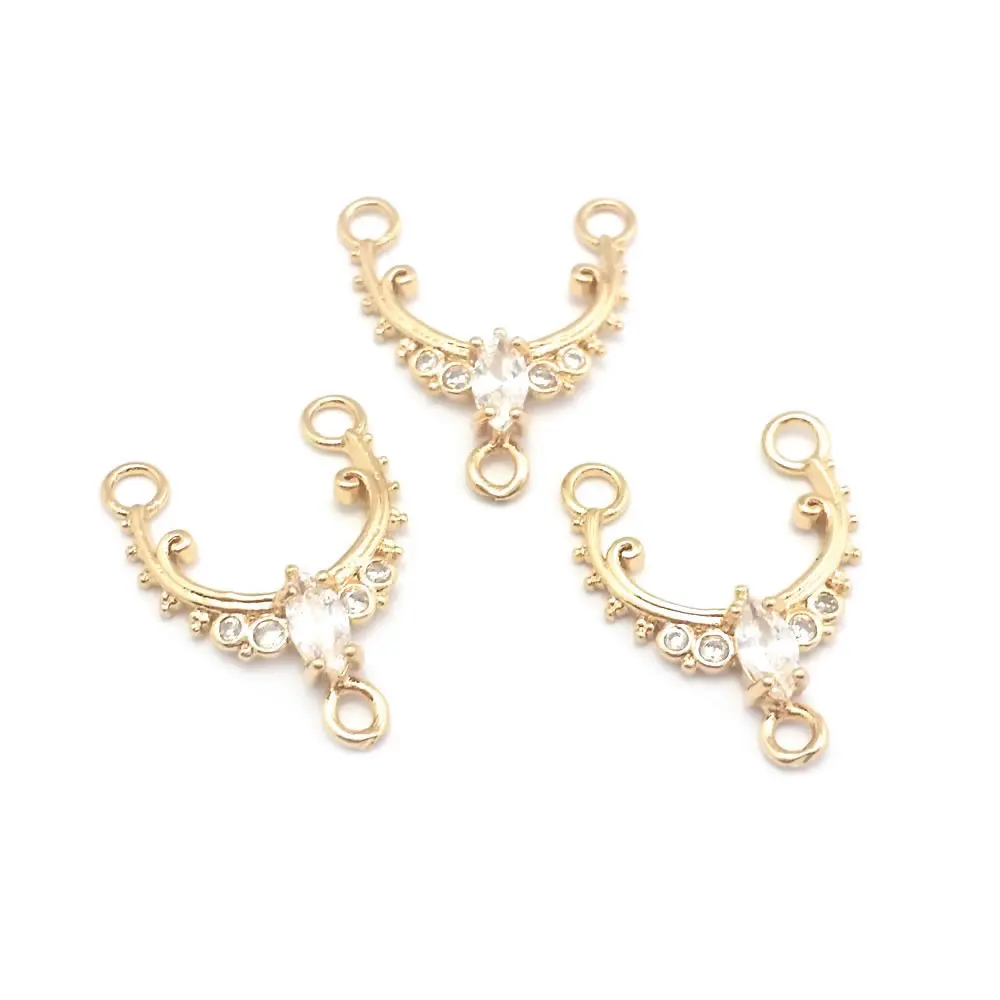 10PCS 18K Gold Color Brass and Zircon U Shape Connect Charms Necklace High Quality Jewelry Accessories Rosediy official-website