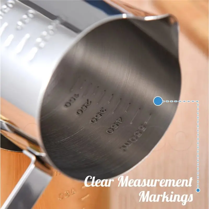 A005-350Ml Stainless Steel Milk Frothing Pitcher Coffee Latte Art Jug With Measuring Scale