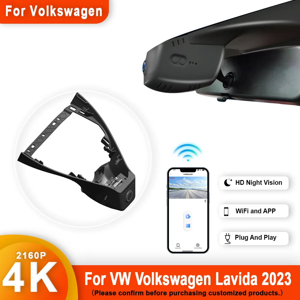 

Plug and Play 4K HD 2160P WIFi Car DVR Video Recorder Dash Cam For VW Volkswagen Lavida 2023 Drive DVR Camera