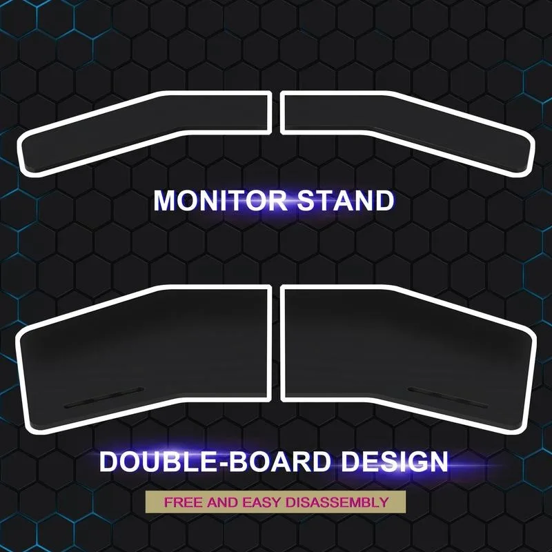 Gaming Desk with LED Lights & Power Outlets, 63" Wing-Shaped Computer Desk, Studio Desk with Monitor Stand, RGB Mouse Pad, Headp