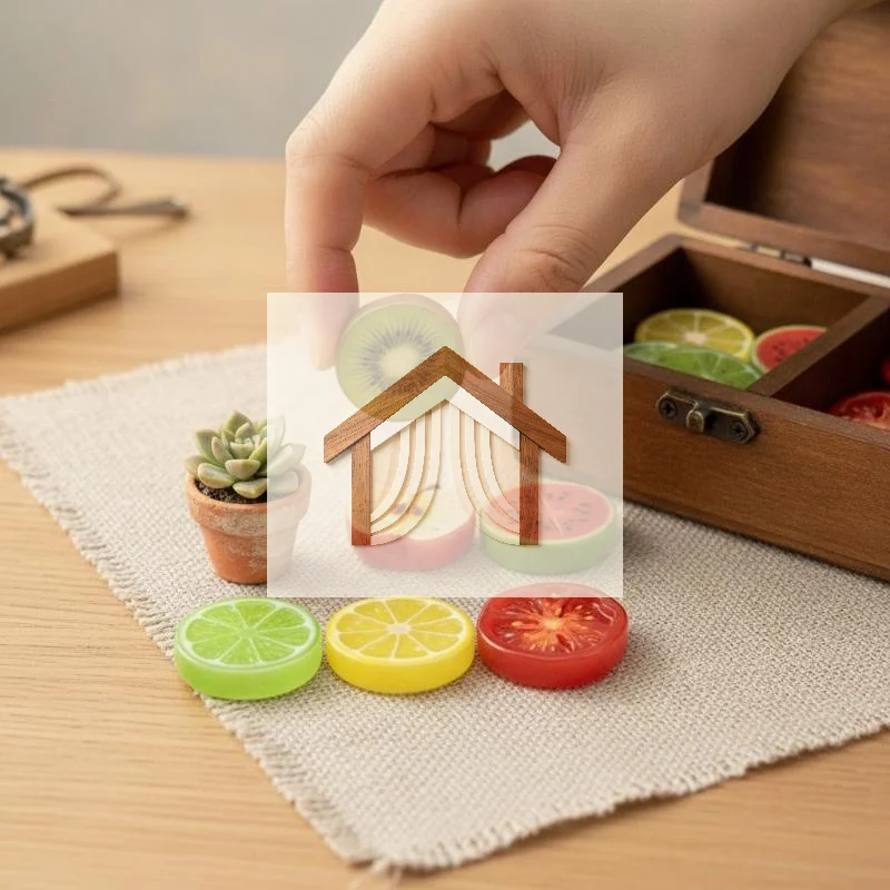 Mini Simulation Fruit Slice Resin Pieces 10Pcs Watermelon Lemon for DIY Dollhouse Craft Decor