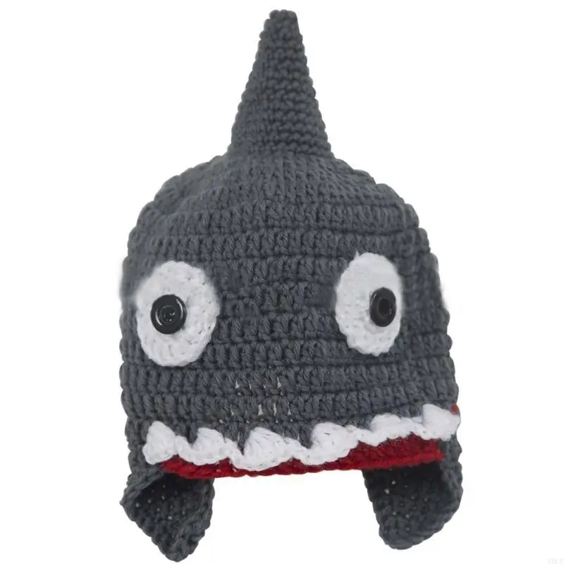 القبعات الصوفية الصغيرة المريحة، قبعات القرش اللطيفة، قبعات الدعائم المحبوكة يدويًا #6